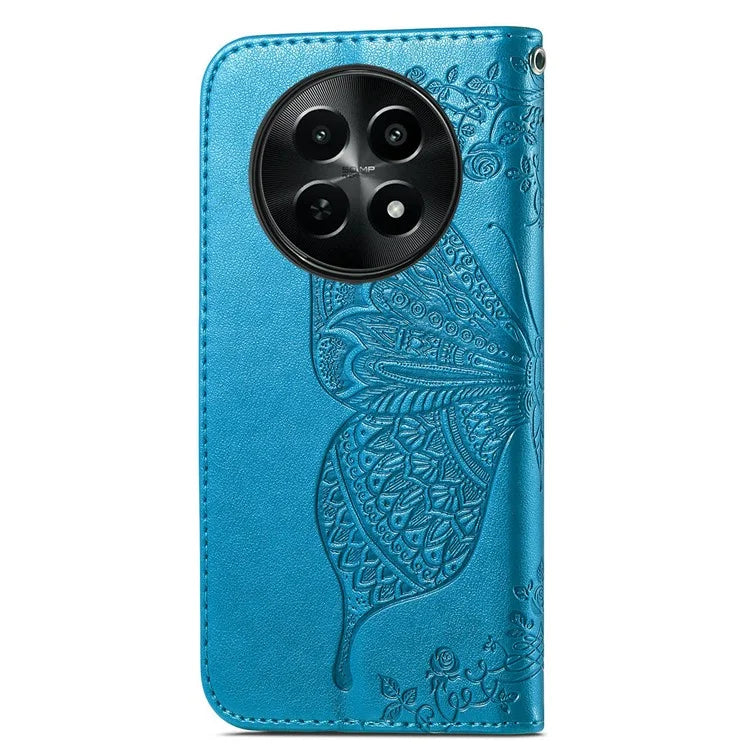 For Realme 12 5G Case Butterfly Imprinted PU Leather Magnetic Flip Stand Phone Cover