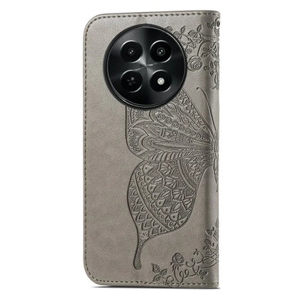 For Realme 12 5G Case Butterfly Imprinted PU Leather Magnetic Flip Stand Phone Cover