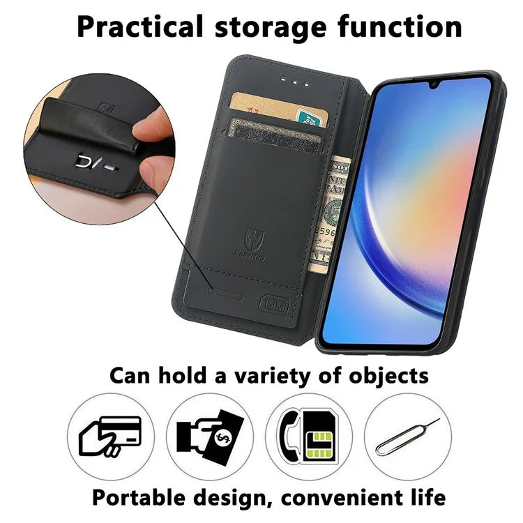 CASENEO 001 Series for Samsung Galaxy A35 5G Case RFID Blocking Wallet Leather Cover