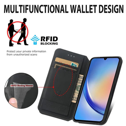 CASENEO 001 Series for Samsung Galaxy A35 5G Case RFID Blocking Wallet Leather Cover