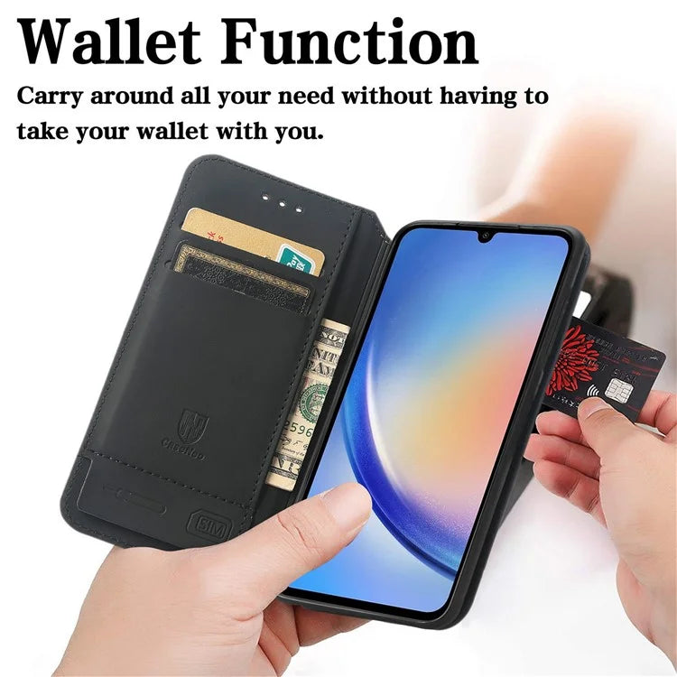 CASENEO 001 Series for Samsung Galaxy A35 5G Case RFID Blocking Wallet Leather Cover / Mandala