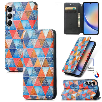 CASENEO 001 Series for Samsung Galaxy A35 5G Case RFID Blocking Wallet Leather Cover / Mandala