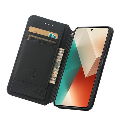 CASENEO 001 Series for Xiaomi Redmi Note 13 4G Case Wallet RFID Blocking Pattern Leather Phone Cover