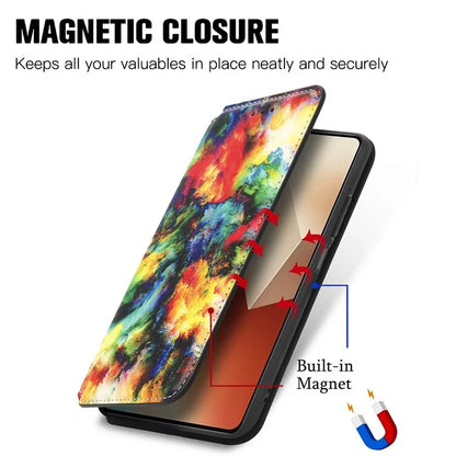 CASENEO 001 Series for Xiaomi Redmi Note 13 4G Case Wallet RFID Blocking Pattern Leather Phone Cover