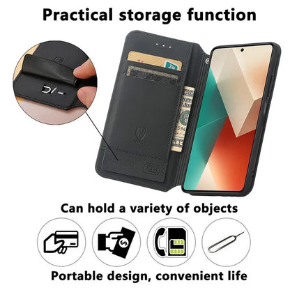 CASENEO 001 Series for Xiaomi Redmi Note 13 4G Case Wallet RFID Blocking Pattern Leather Phone Cover