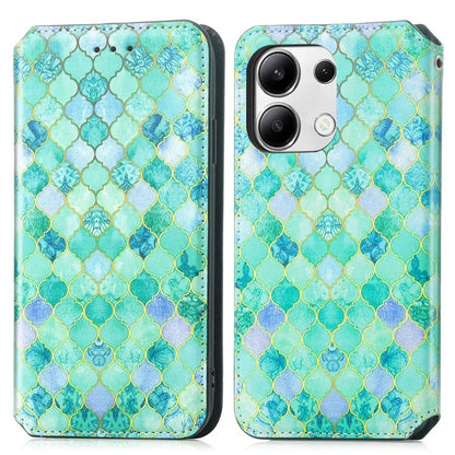 CASENEO 001 Series for Xiaomi Redmi Note 13 4G Case Wallet RFID Blocking Pattern Leather Phone Cover