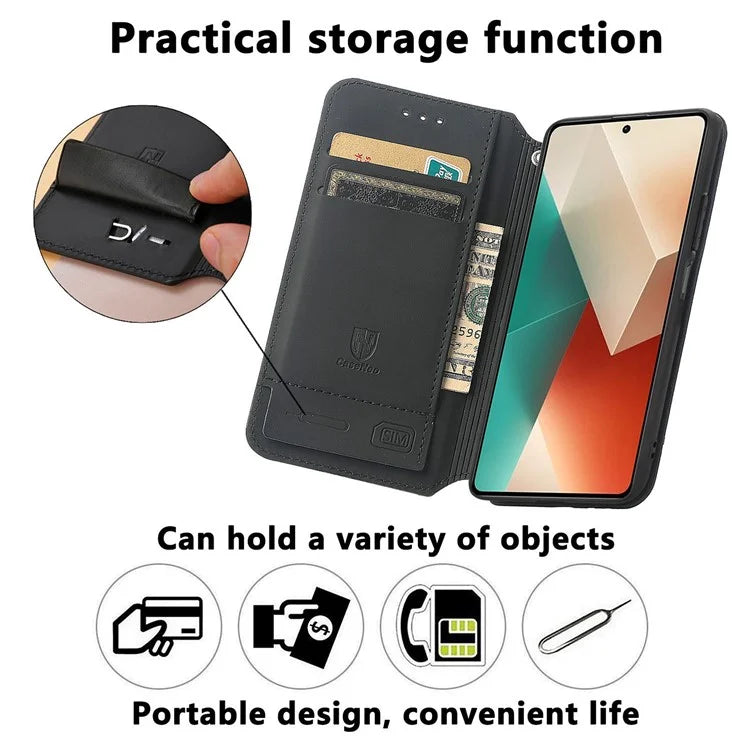 CASENEO 001 Series for Xiaomi Redmi Note 13 4G Case Wallet RFID Blocking Pattern Leather Phone Cover / Mandala