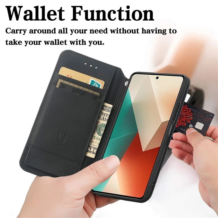 CASENEO 001 Series for Xiaomi Redmi Note 13 4G Case Wallet RFID Blocking Pattern Leather Phone Cover / Mandala