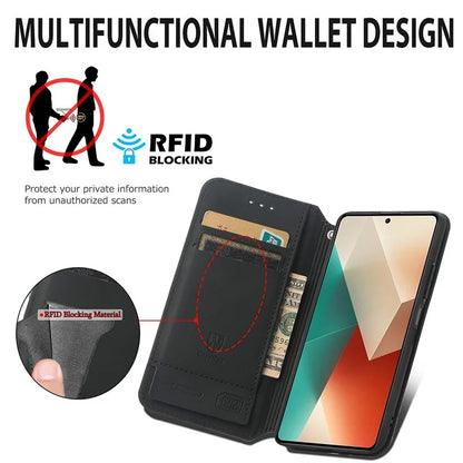 CASENEO 001 Series for Xiaomi Redmi Note 13 4G Case Wallet RFID Blocking Pattern Leather Phone Cover / Mandala