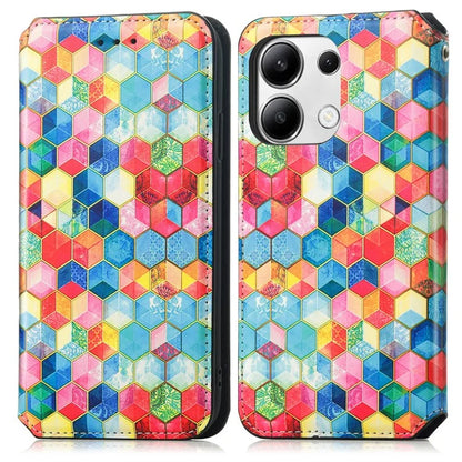 CASENEO 001 Series for Xiaomi Redmi Note 13 4G Case Wallet RFID Blocking Pattern Leather Phone Cover
