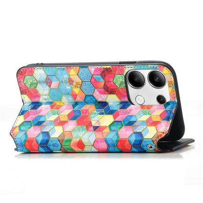 CASENEO 001 Series for Xiaomi Redmi Note 13 4G Case Wallet RFID Blocking Pattern Leather Phone Cover
