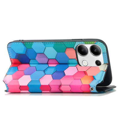 CASENEO 001 Series for Xiaomi Redmi Note 13 4G Case Wallet RFID Blocking Pattern Leather Phone Cover