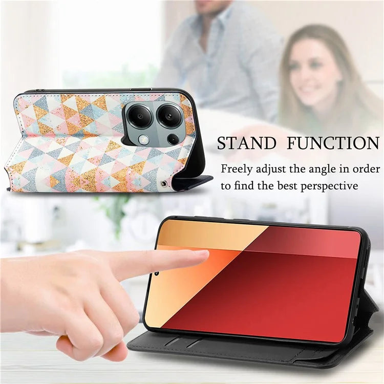 CASENEO 001 Series for Xiaomi Redmi Note 13 Pro 4G / Poco M6 Pro 4G Wallet Case Pattern Leather Cover