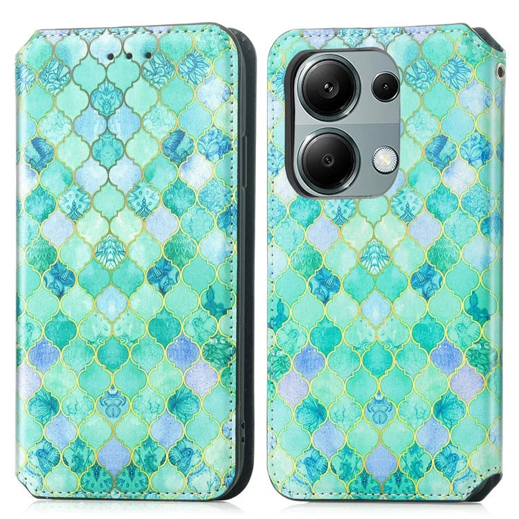 CASENEO 001 Series for Xiaomi Redmi Note 13 Pro 4G / Poco M6 Pro 4G Wallet Case Pattern Leather Cover