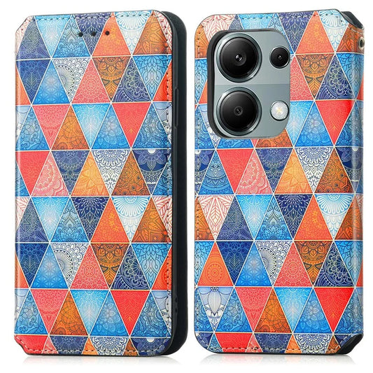 CASENEO 001 Series for Xiaomi Redmi Note 13 Pro 4G / Poco M6 Pro 4G Wallet Case Pattern Leather Cover / Mandala