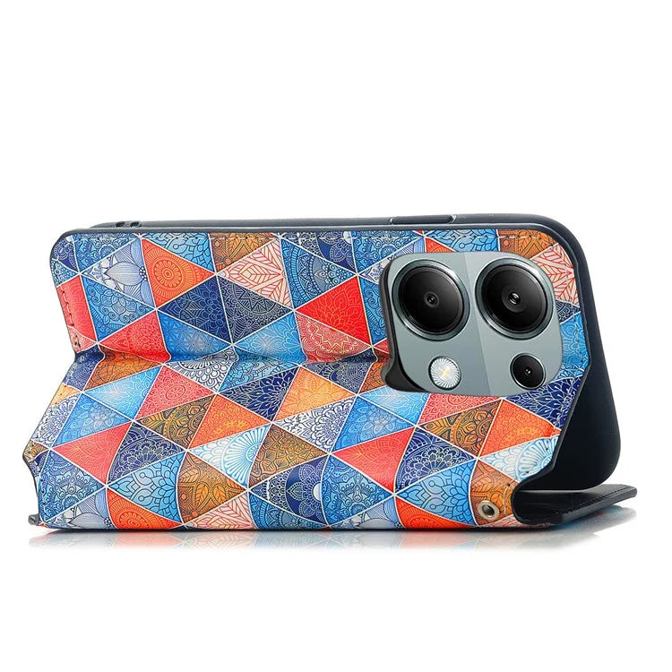 CASENEO 001 Series for Xiaomi Redmi Note 13 Pro 4G / Poco M6 Pro 4G Wallet Case Pattern Leather Cover / Mandala