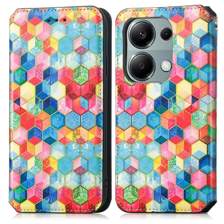 CASENEO 001 Series for Xiaomi Redmi Note 13 Pro 4G / Poco M6 Pro 4G Wallet Case Pattern Leather Cover