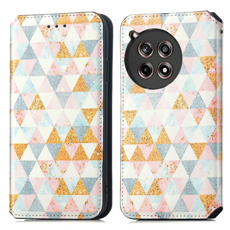 CASENEO 001 Series for OnePlus Ace 3 5G / 12R 5G Case RFID Blocking Pattern Leather Wallet Phone Cover