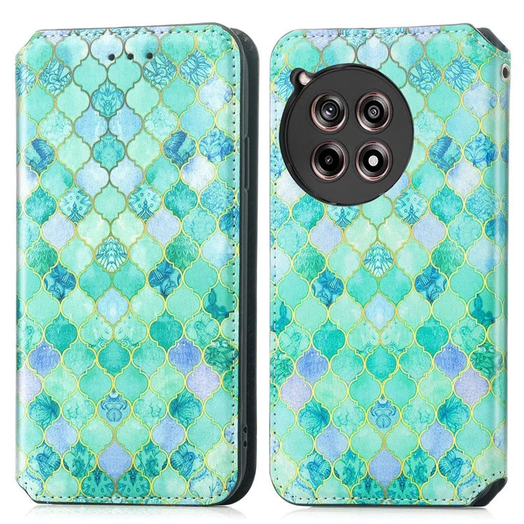 CASENEO 001 Series for OnePlus Ace 3 5G / 12R 5G Case RFID Blocking Pattern Leather Wallet Phone Cover