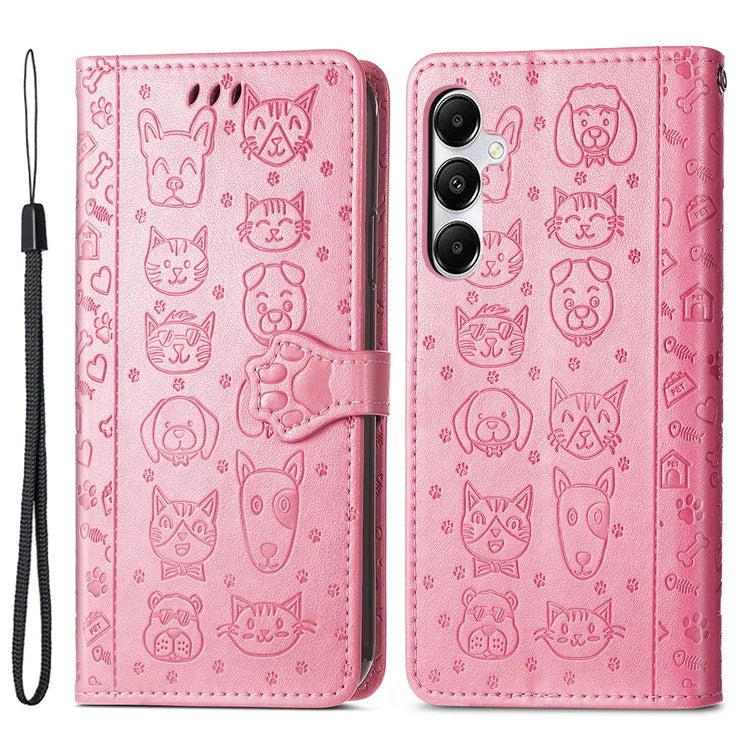 For Samsung Galaxy A55 5G Magnetic Phone Case Leather Drop-proof Cover with Wrist Strap