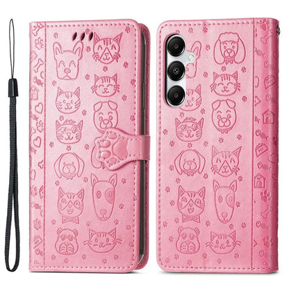 For Samsung Galaxy A55 5G Magnetic Phone Case Leather Drop-proof Cover with Wrist Strap