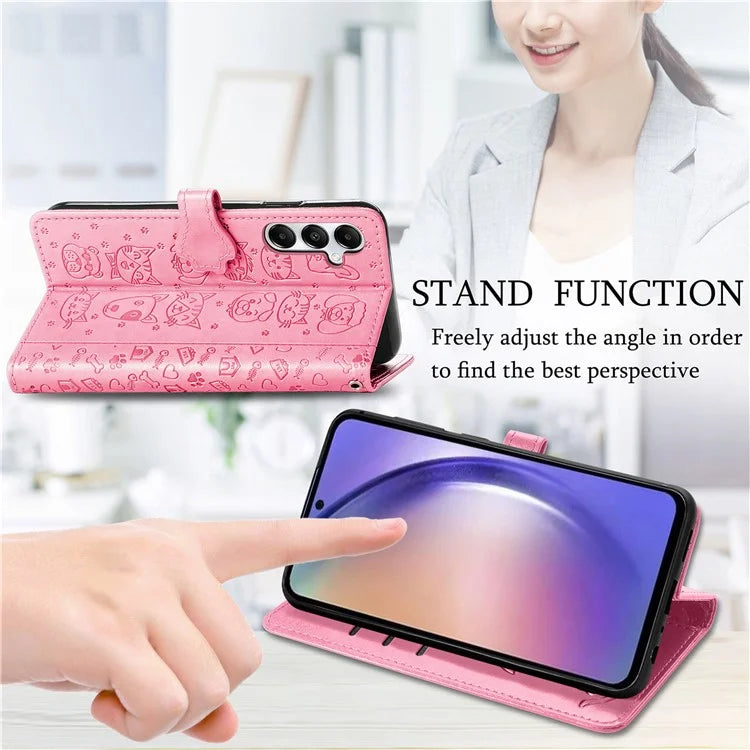 For Samsung Galaxy A55 5G Magnetic Phone Case Leather Drop-proof Cover with Wrist Strap