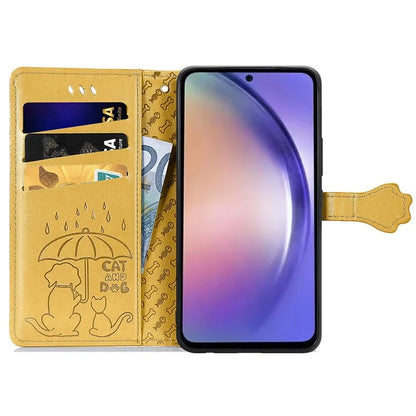 For Samsung Galaxy A55 5G Magnetic Phone Case Leather Drop-proof Cover with Wrist Strap