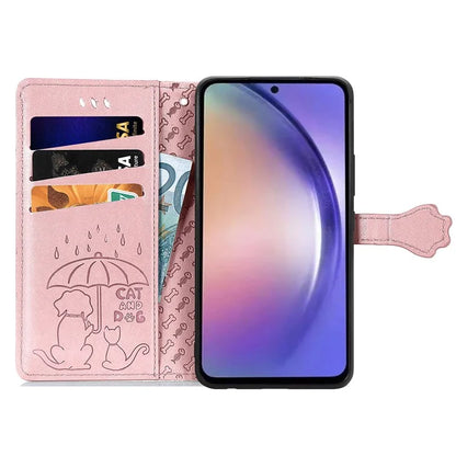 For Samsung Galaxy A55 5G Magnetic Phone Case Leather Drop-proof Cover with Wrist Strap