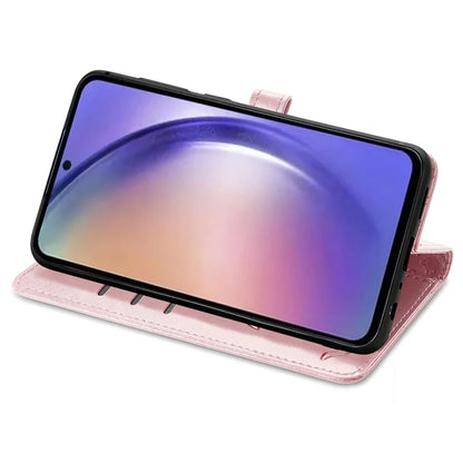 For Samsung Galaxy A55 5G Magnetic Phone Case Leather Drop-proof Cover with Wrist Strap