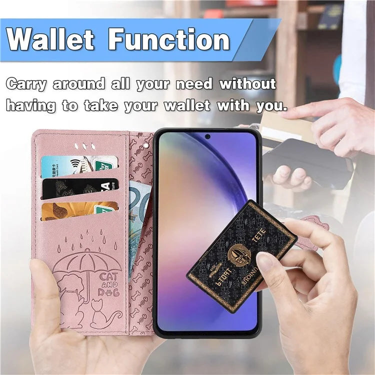 For Samsung Galaxy A55 5G Magnetic Phone Case Leather Drop-proof Cover with Wrist Strap