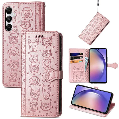For Samsung Galaxy A55 5G Magnetic Phone Case Leather Drop-proof Cover with Wrist Strap
