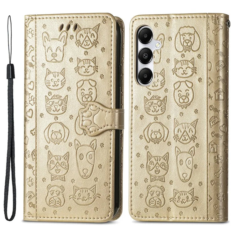 For Samsung Galaxy A55 5G Magnetic Phone Case Leather Drop-proof Cover with Wrist Strap