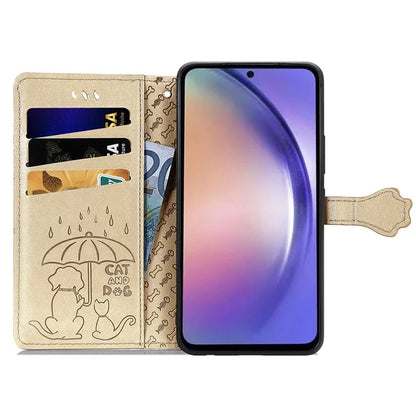 For Samsung Galaxy A55 5G Magnetic Phone Case Leather Drop-proof Cover with Wrist Strap