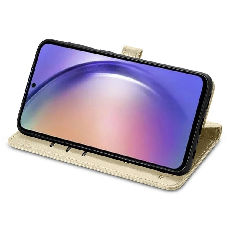 For Samsung Galaxy A55 5G Magnetic Phone Case Leather Drop-proof Cover with Wrist Strap