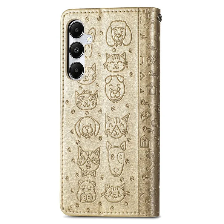 For Samsung Galaxy A55 5G Magnetic Phone Case Leather Drop-proof Cover with Wrist Strap