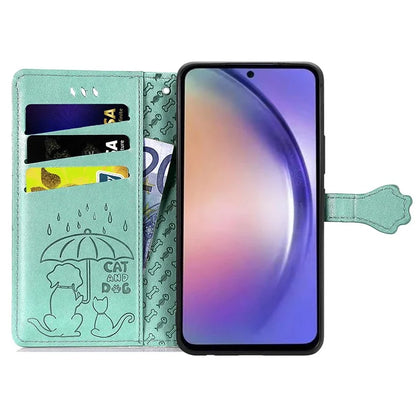 For Samsung Galaxy A55 5G Magnetic Phone Case Leather Drop-proof Cover with Wrist Strap
