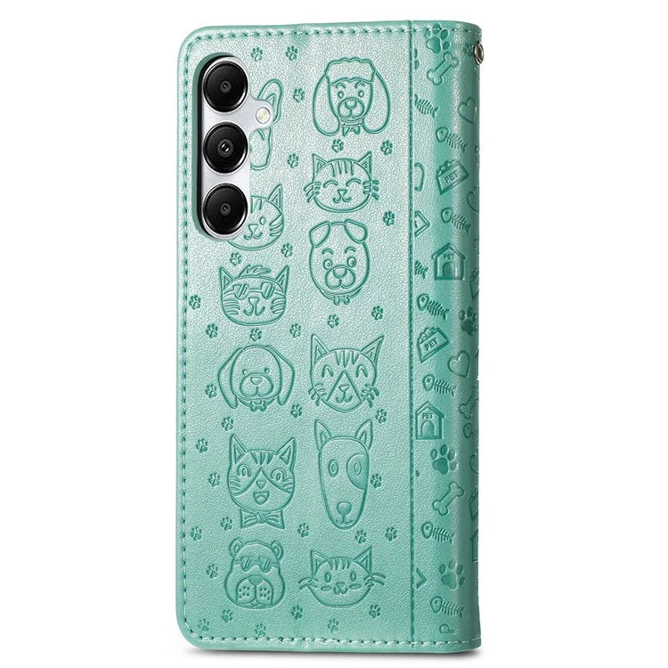 For Samsung Galaxy A55 5G Magnetic Phone Case Leather Drop-proof Cover with Wrist Strap