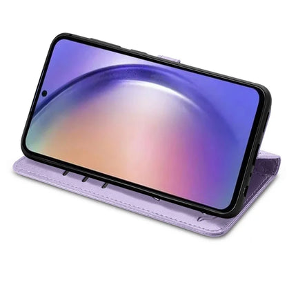 For Samsung Galaxy A55 5G Magnetic Phone Case Leather Drop-proof Cover with Wrist Strap