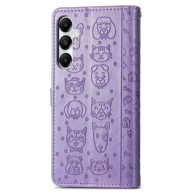 For Samsung Galaxy A55 5G Magnetic Phone Case Leather Drop-proof Cover with Wrist Strap