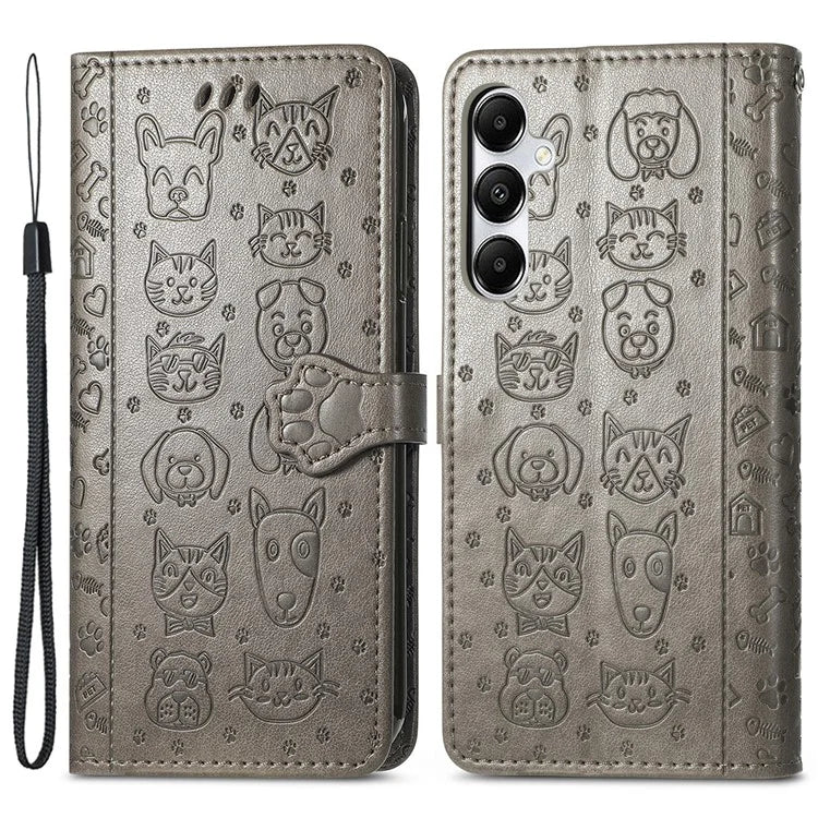 For Samsung Galaxy A55 5G Magnetic Phone Case Leather Drop-proof Cover with Wrist Strap