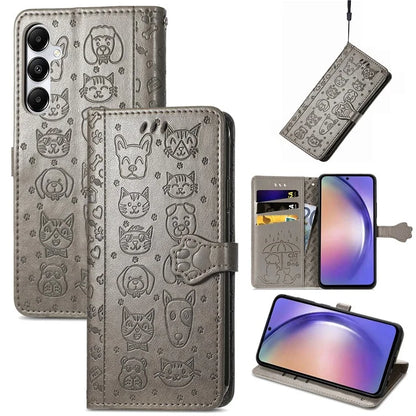 For Samsung Galaxy A55 5G Magnetic Phone Case Leather Drop-proof Cover with Wrist Strap