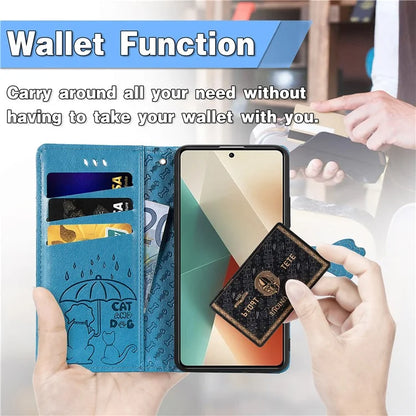 For Xiaomi Redmi Note 13 4G Case Cat and Dog Pattern PU Leather Flip Protective Phone Cover