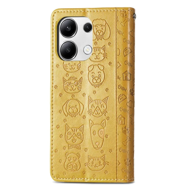 For Xiaomi Redmi Note 13 4G Case Cat and Dog Pattern PU Leather Flip Protective Phone Cover