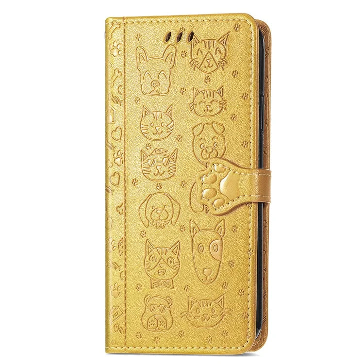For Xiaomi Redmi Note 13 4G Case Cat and Dog Pattern PU Leather Flip Protective Phone Cover