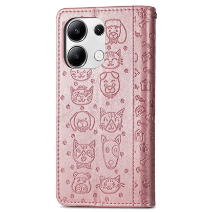 For Xiaomi Redmi Note 13 4G Case Cat and Dog Pattern PU Leather Flip Protective Phone Cover