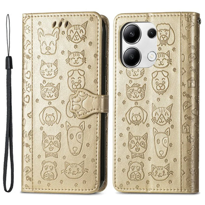 For Xiaomi Redmi Note 13 4G Case Cat and Dog Pattern PU Leather Flip Protective Phone Cover
