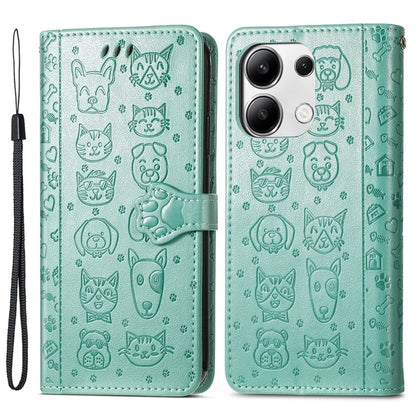 For Xiaomi Redmi Note 13 4G Case Cat and Dog Pattern PU Leather Flip Protective Phone Cover