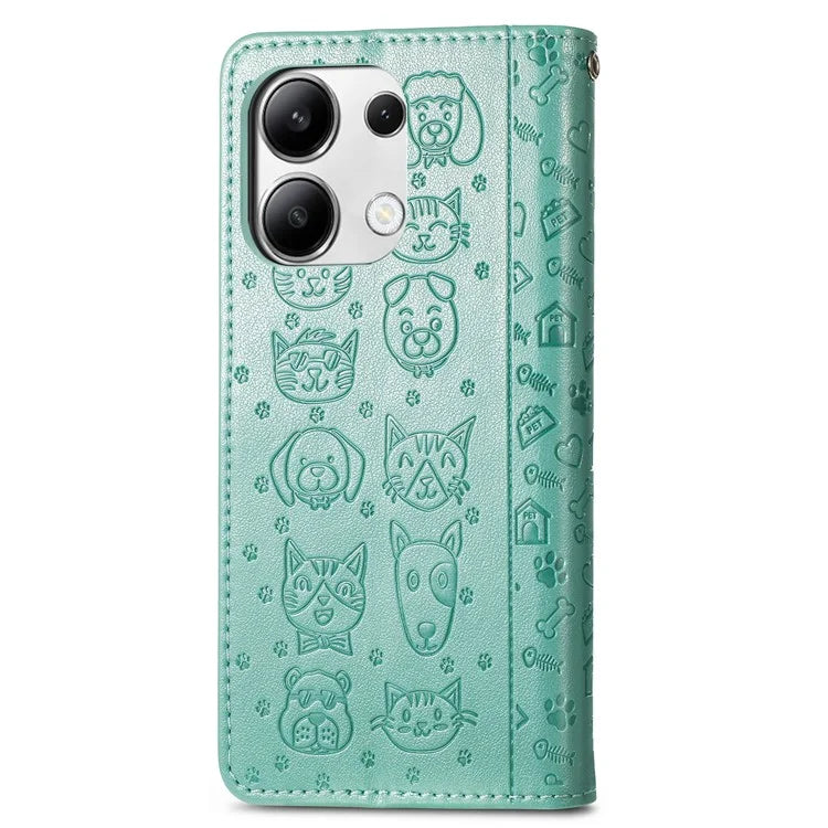 For Xiaomi Redmi Note 13 4G Case Cat and Dog Pattern PU Leather Flip Protective Phone Cover