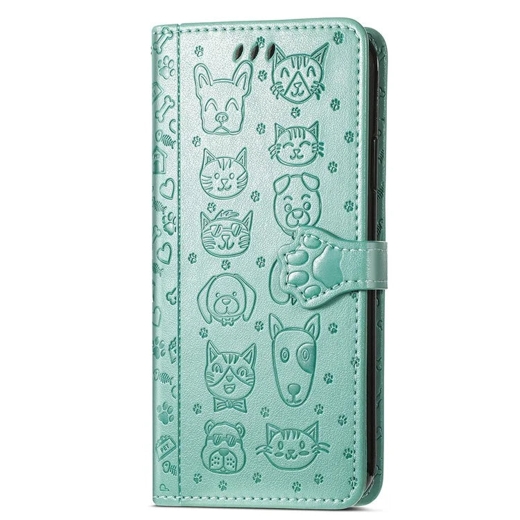 For Xiaomi Redmi Note 13 4G Case Cat and Dog Pattern PU Leather Flip Protective Phone Cover