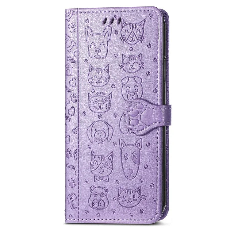 For Xiaomi Redmi Note 13 4G Case Cat and Dog Pattern PU Leather Flip Protective Phone Cover